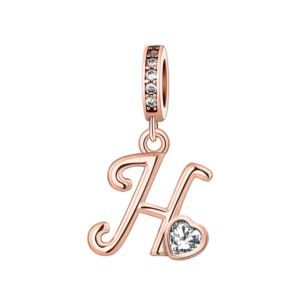 Silver Heart Initial Charm