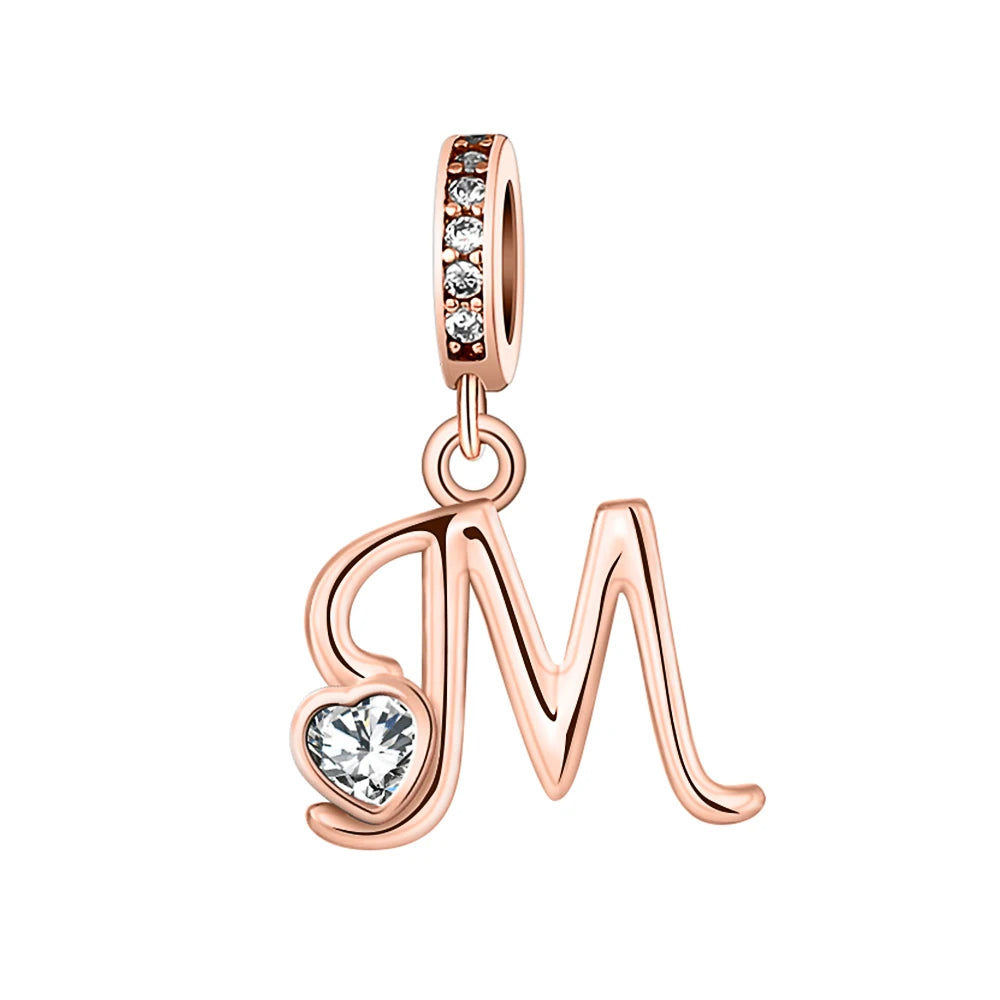 Silver Heart Initial Charm