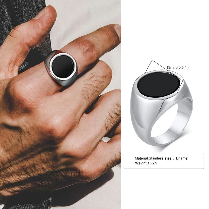Vintage Black Stone Signet Ring