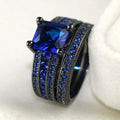 Black & Blue Couple Ring Set