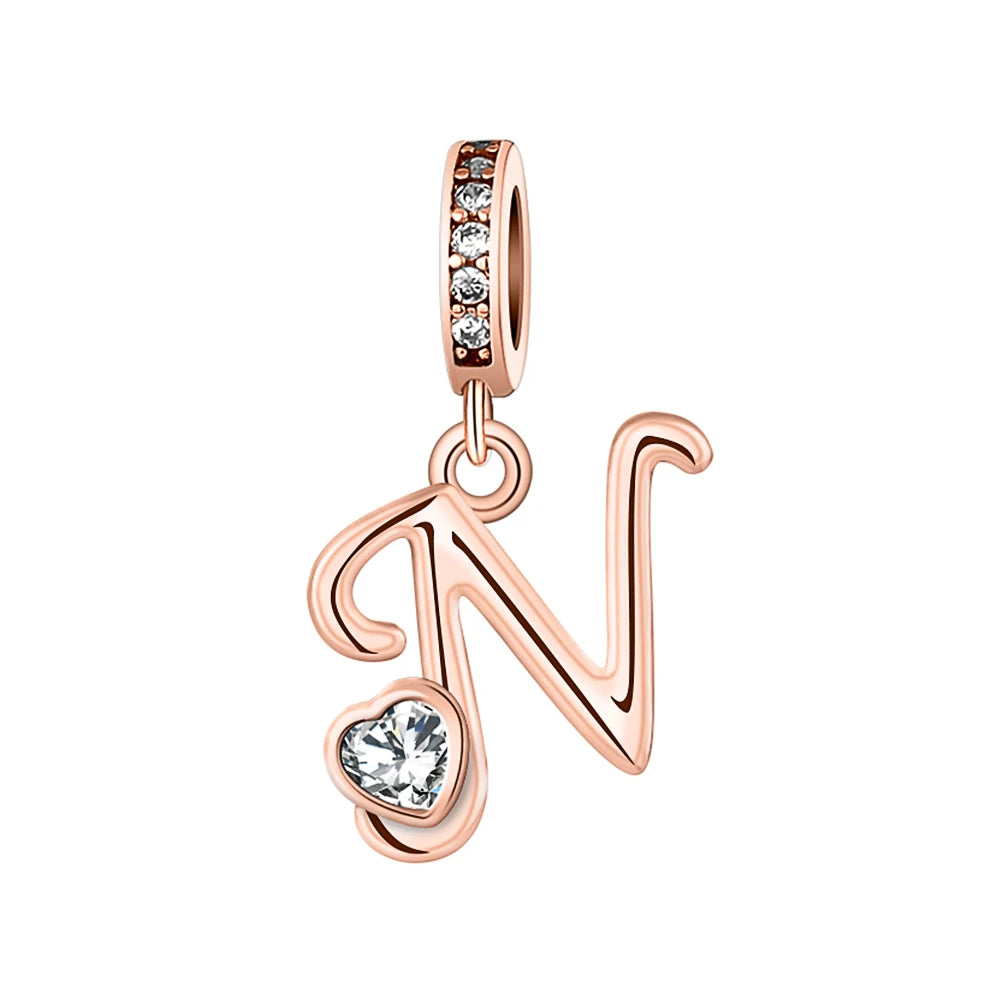 Silver Heart Initial Charm