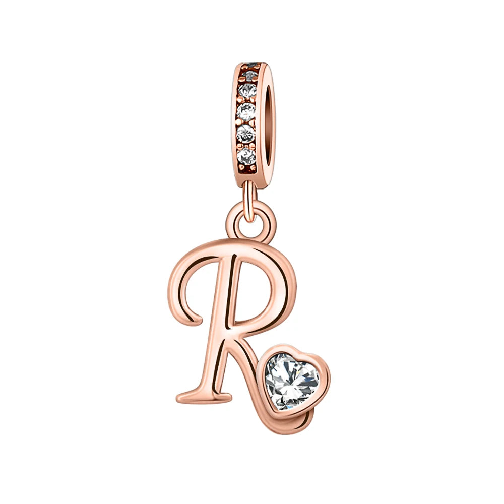 Silver Heart Initial Charm