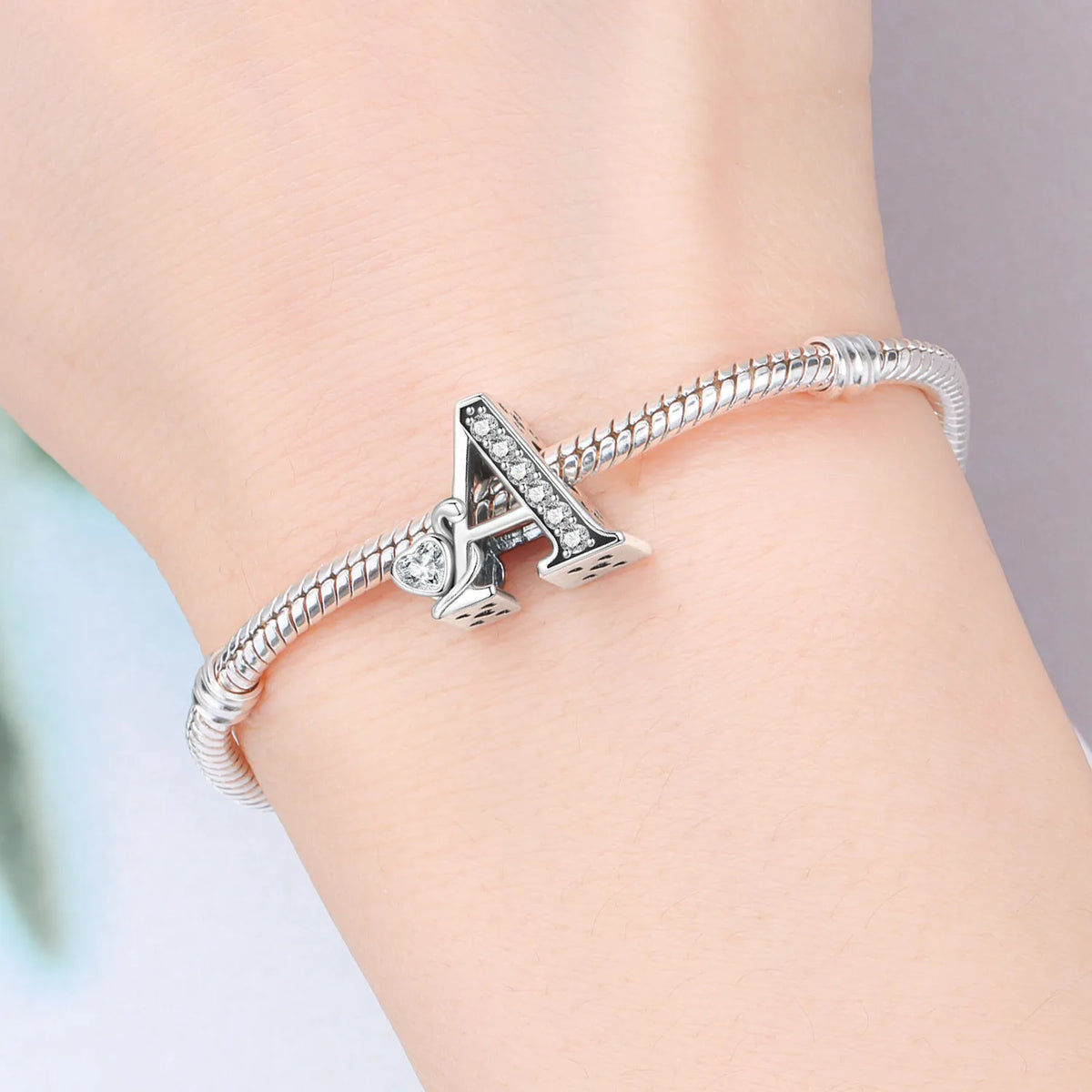 Silver Scroll Alphabet Charm