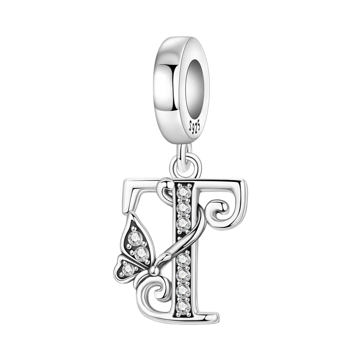 Zircon Butterfly Letter Charm