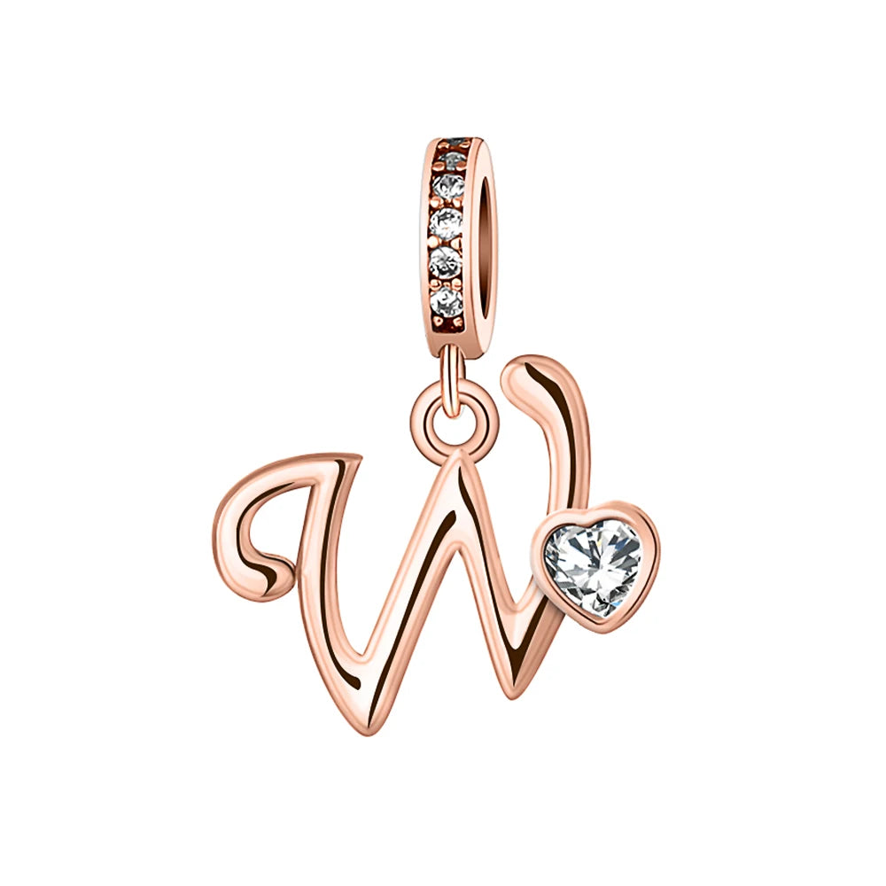Silver Heart Initial Charm