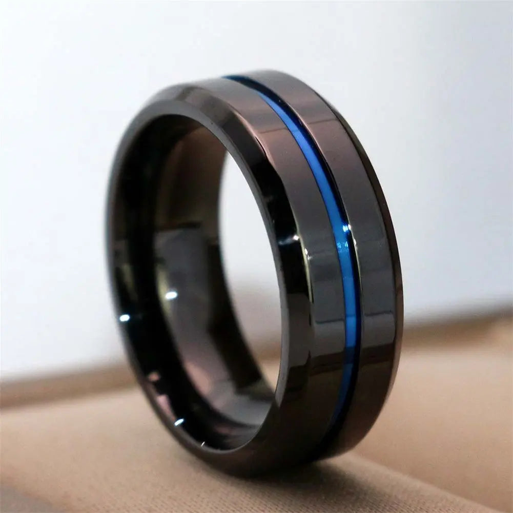 Black & Blue Couple Ring Set