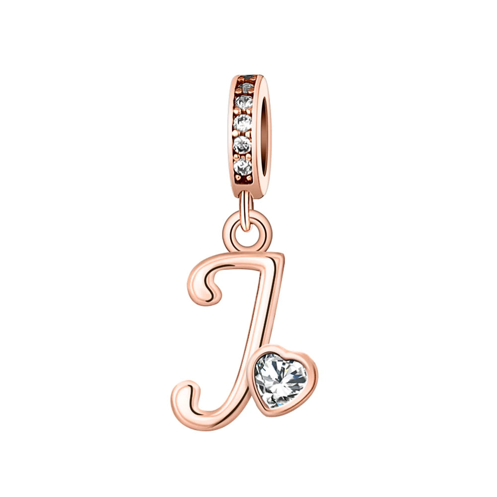 Silver Heart Initial Charm