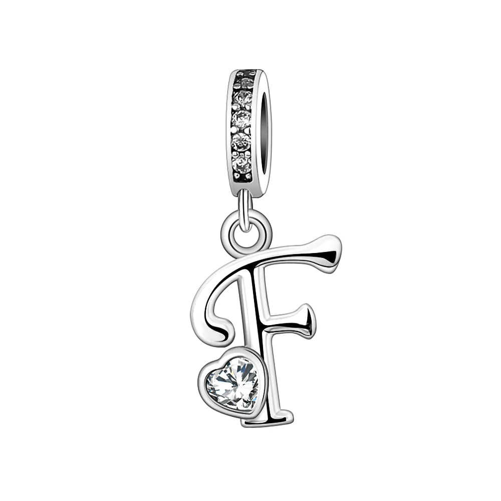 Silver Heart Initial Charm