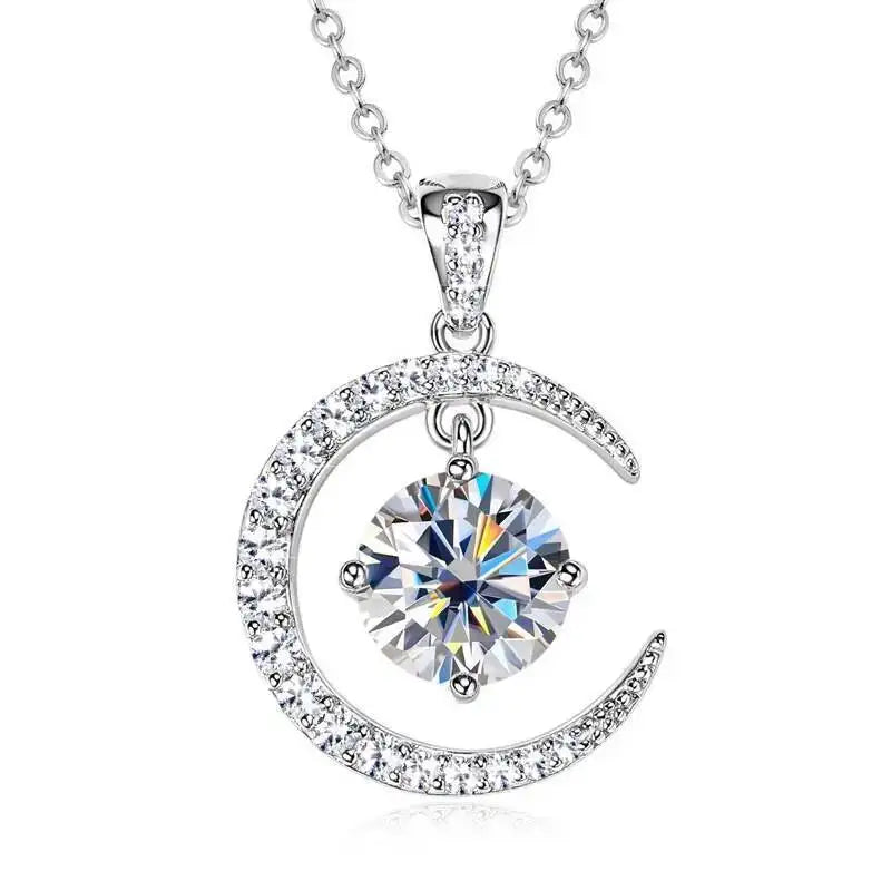 Moissanite Moon Pendant Necklace