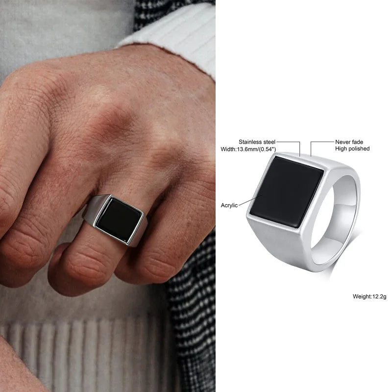 Vintage Black Stone Signet Ring