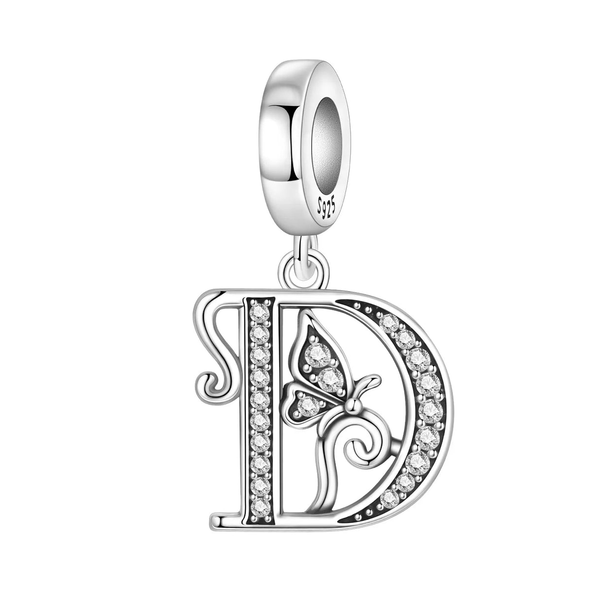 Zircon Butterfly Letter Charm