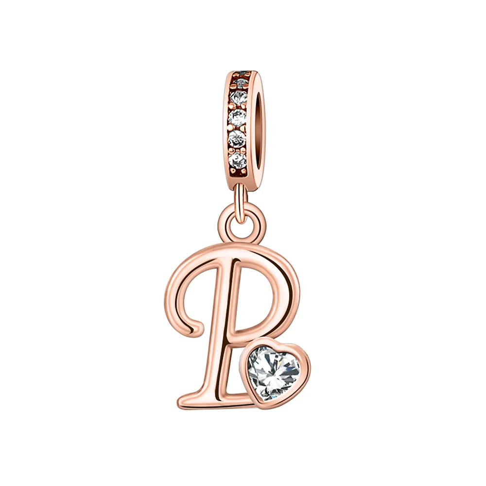 Silver Heart Initial Charm