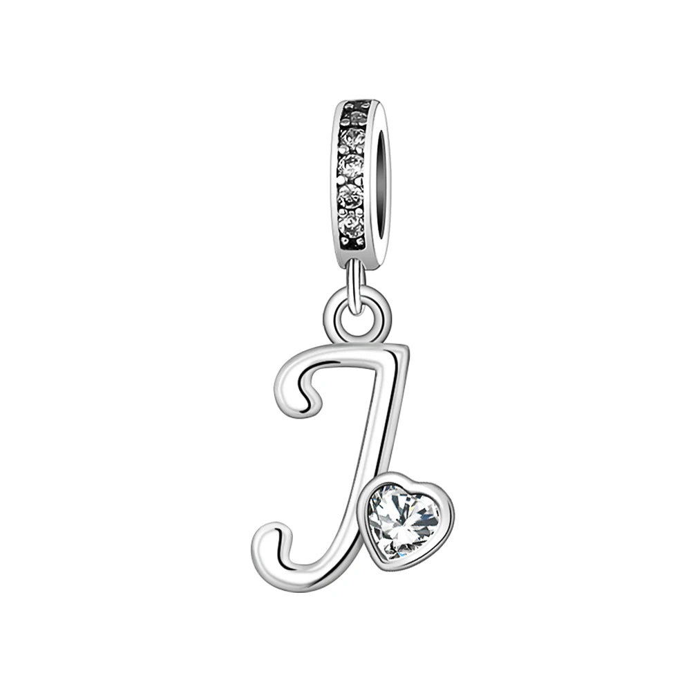 Silver Heart Initial Charm