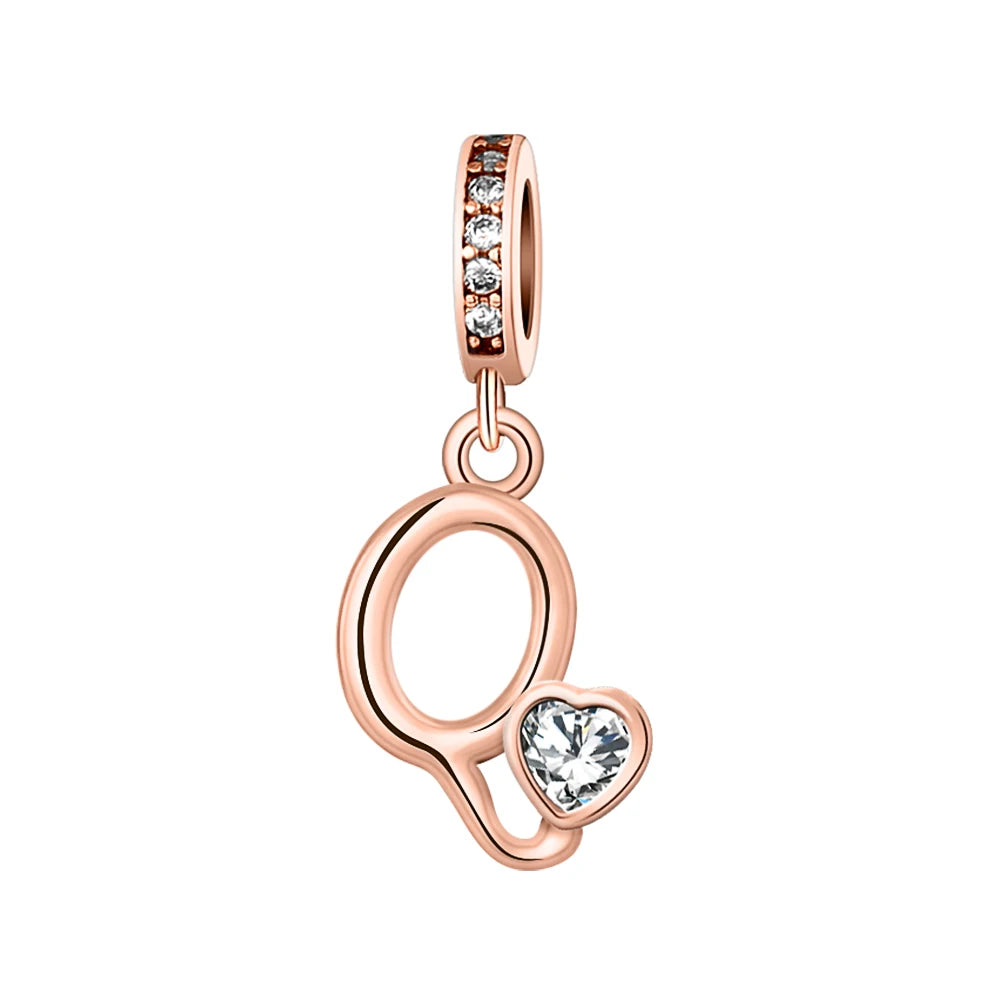 Silver Heart Initial Charm