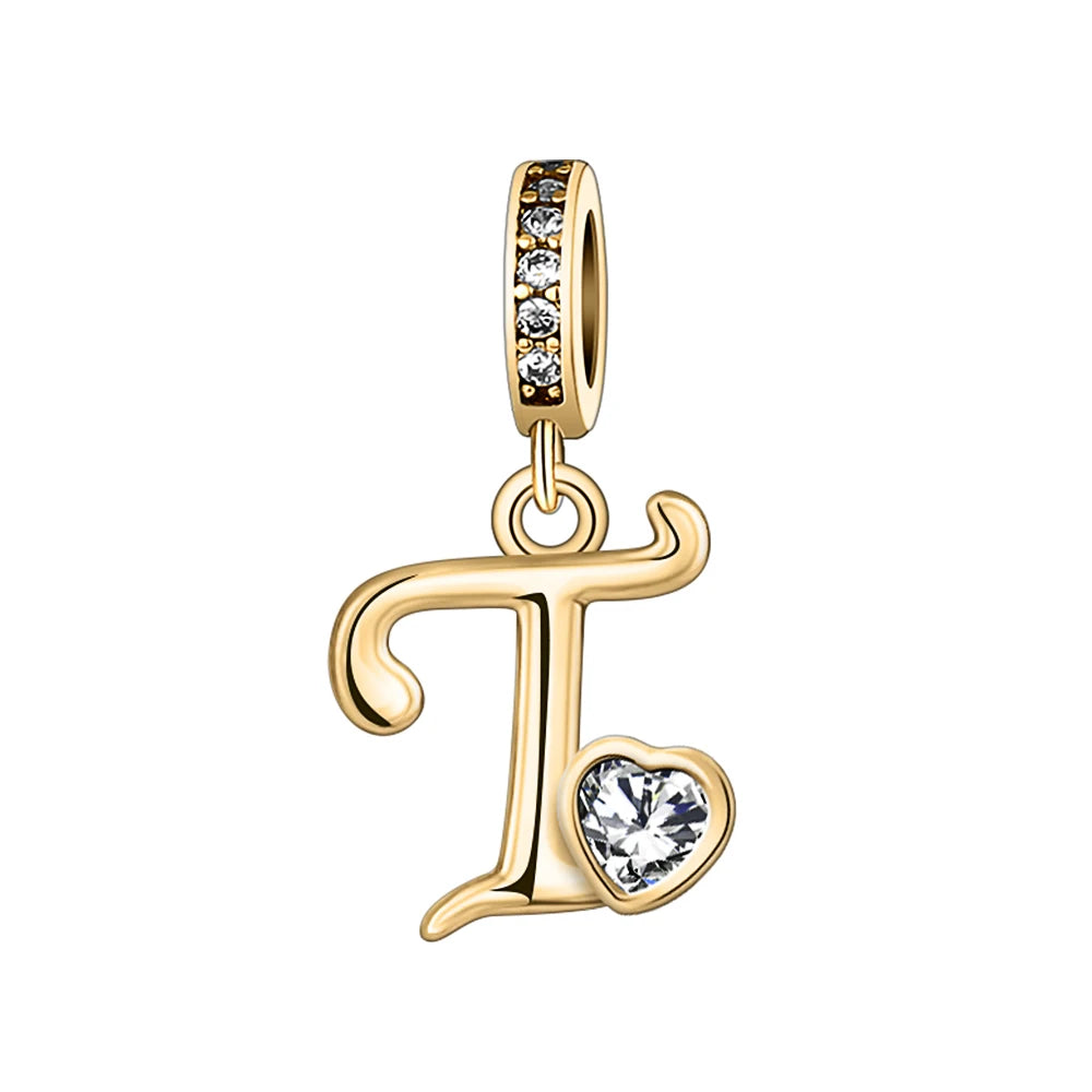 Silver Heart Initial Charm