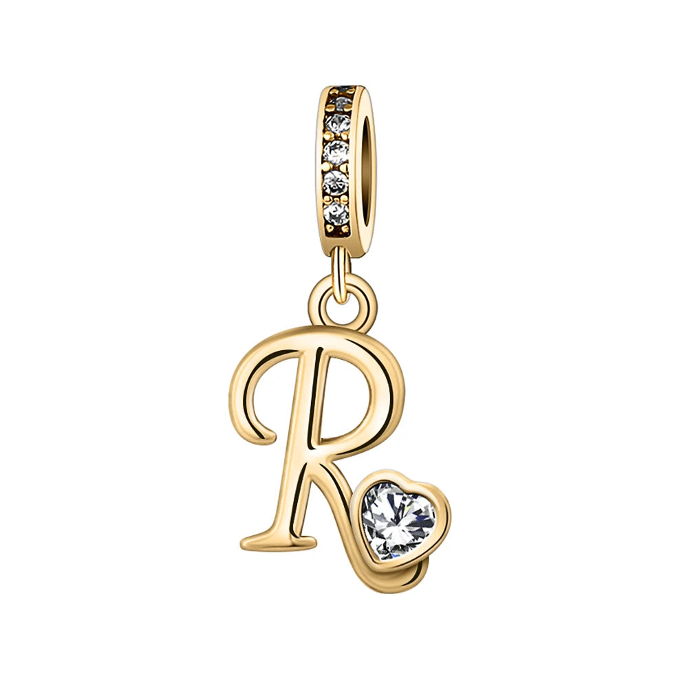 Silver Heart Initial Charm