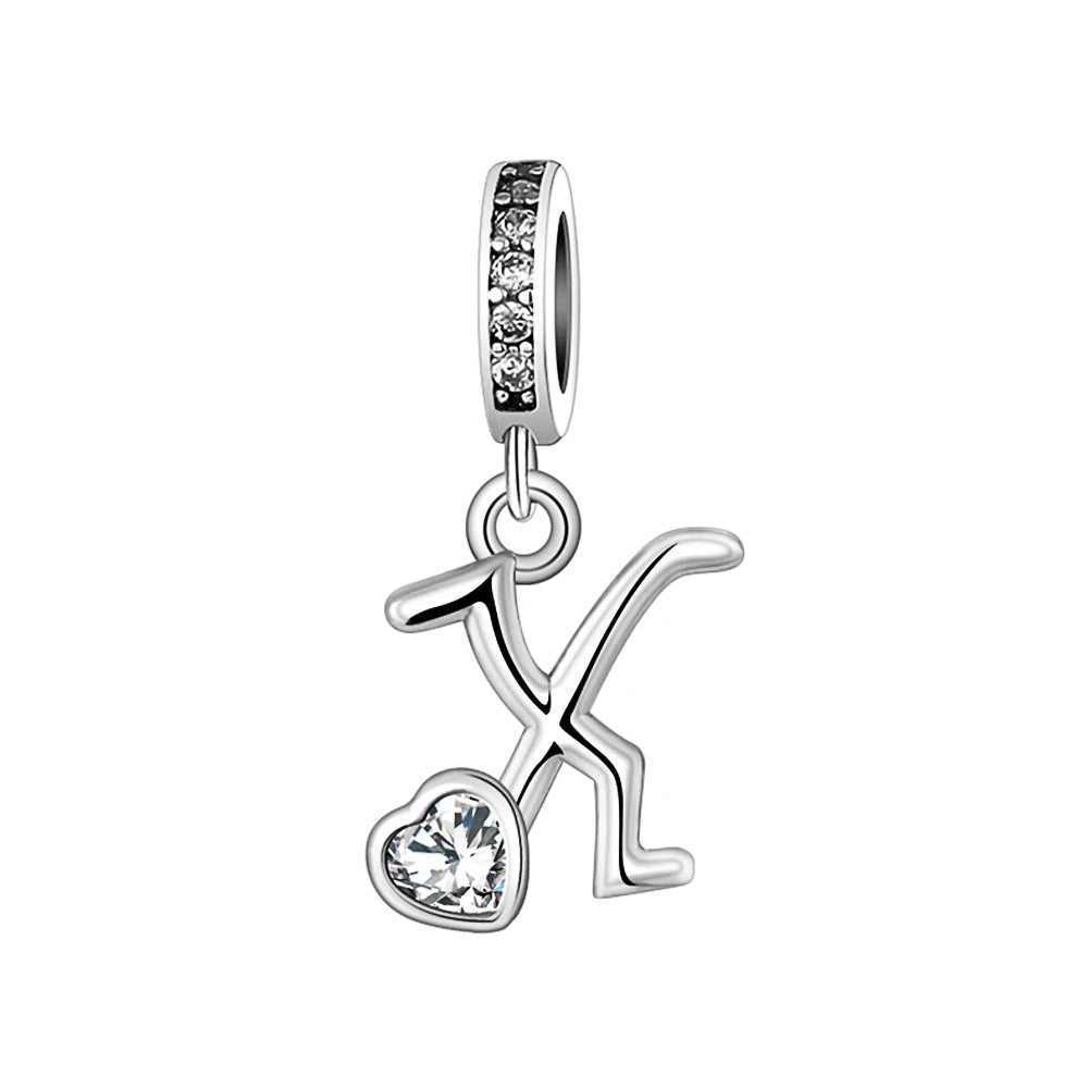 Silver Heart Initial Charm
