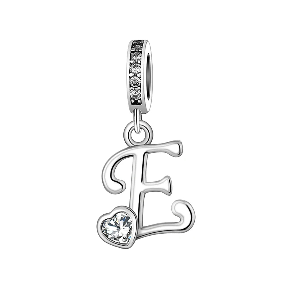 Silver Heart Initial Charm