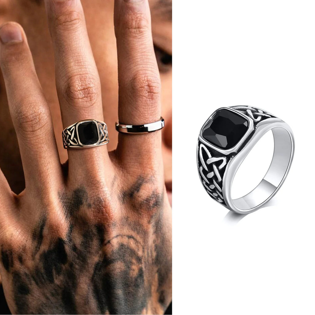 Vintage Black Stone Signet Ring