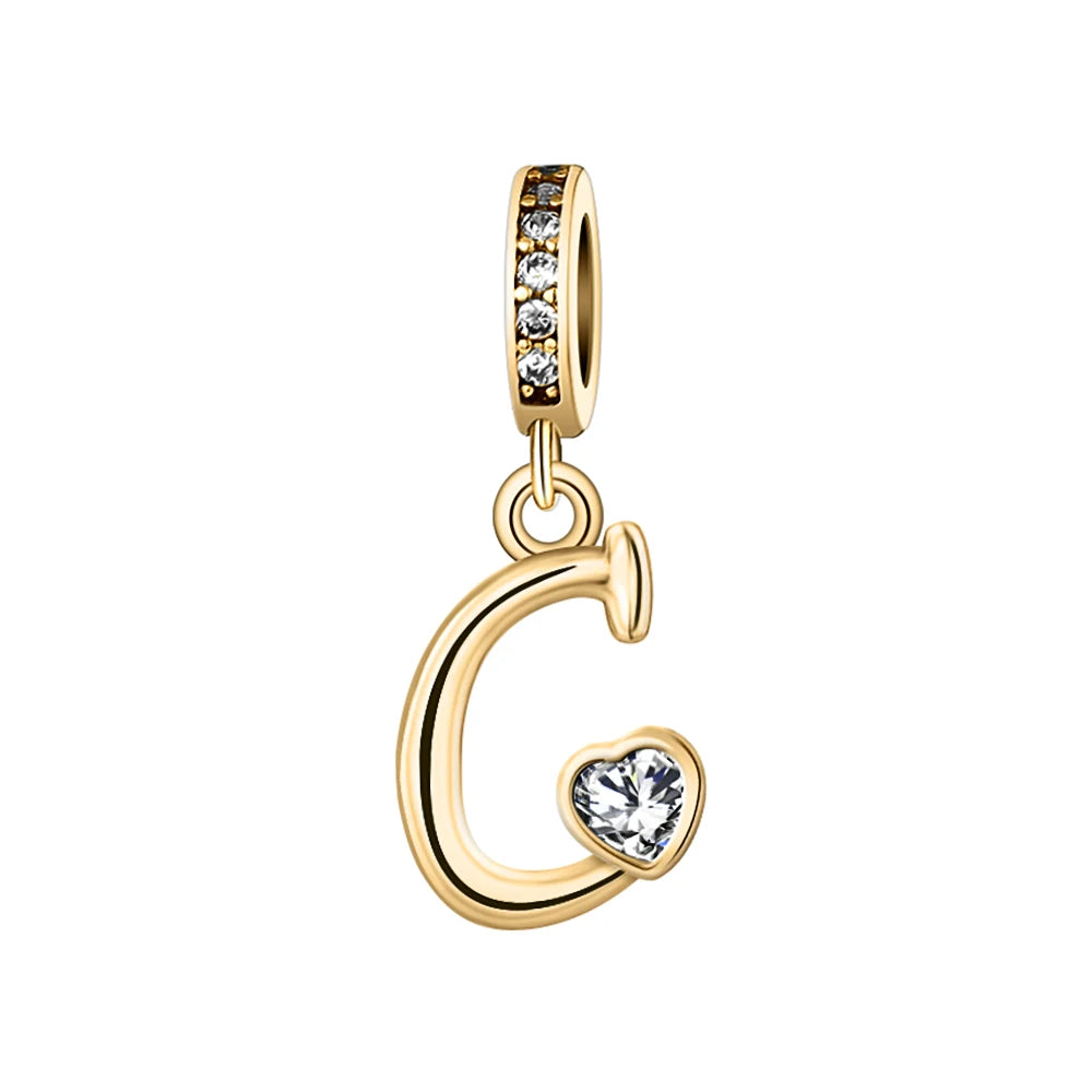 Silver Heart Initial Charm