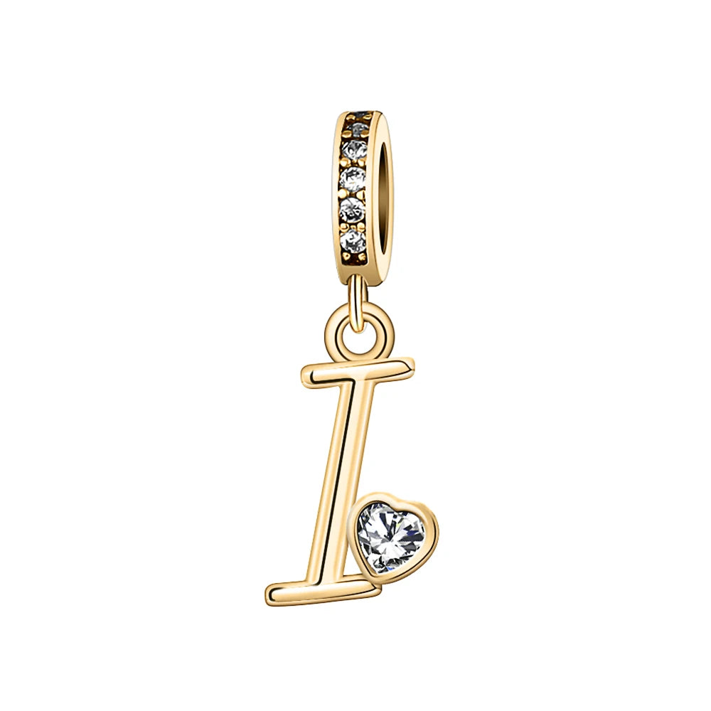 Silver Heart Initial Charm