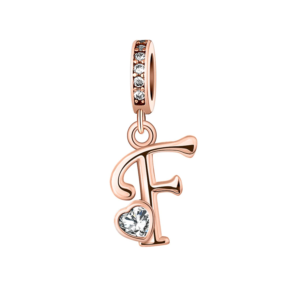 Silver Heart Initial Charm