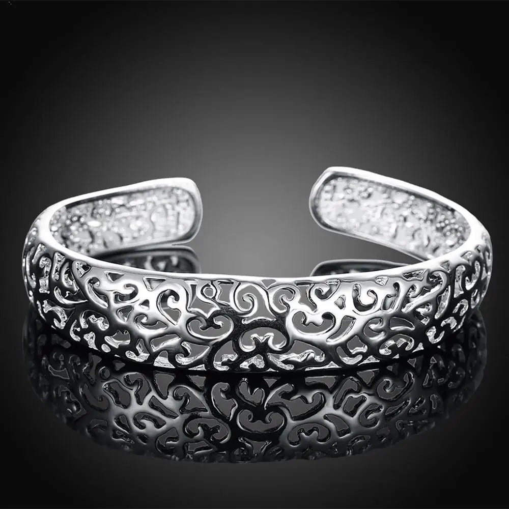 Vintage Hollow Filigree Silver Cuff