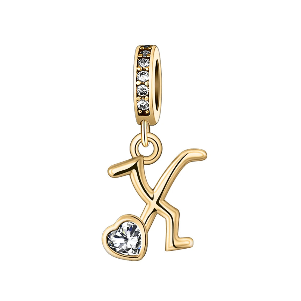 Silver Heart Initial Charm