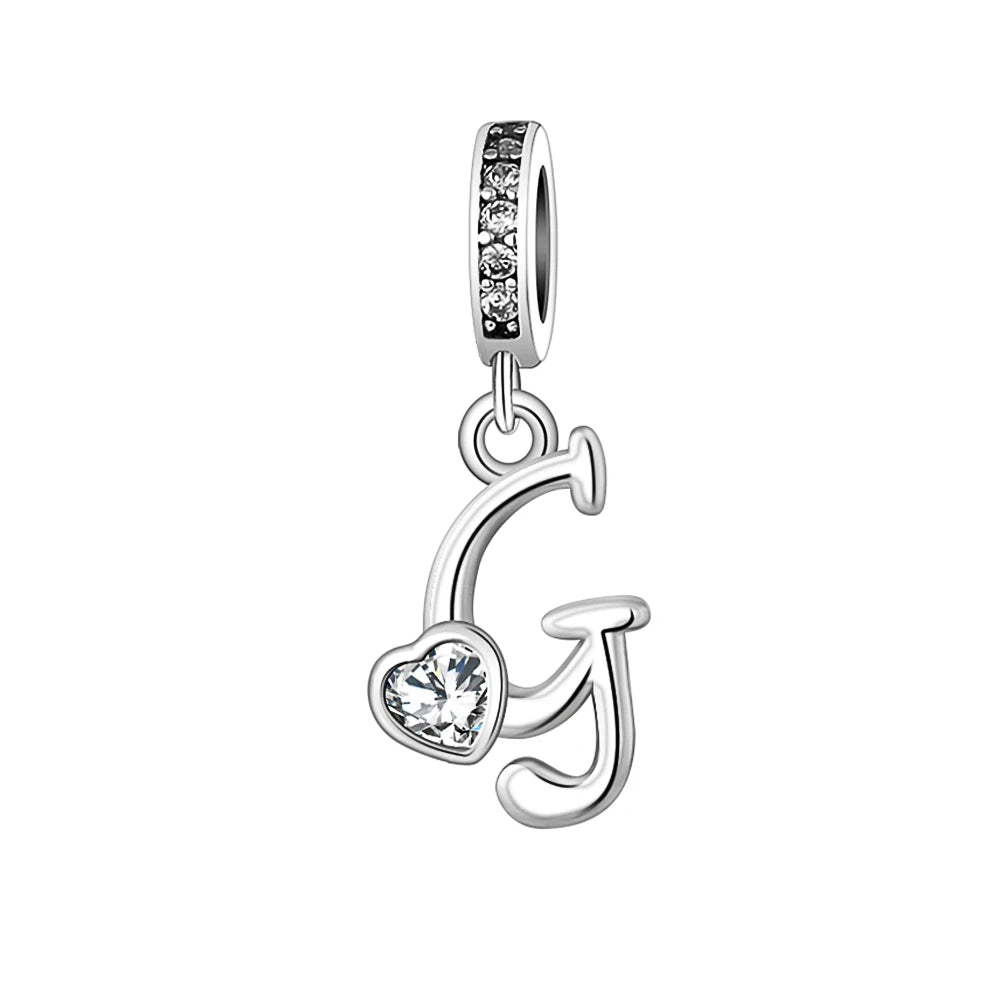 Silver Heart Initial Charm