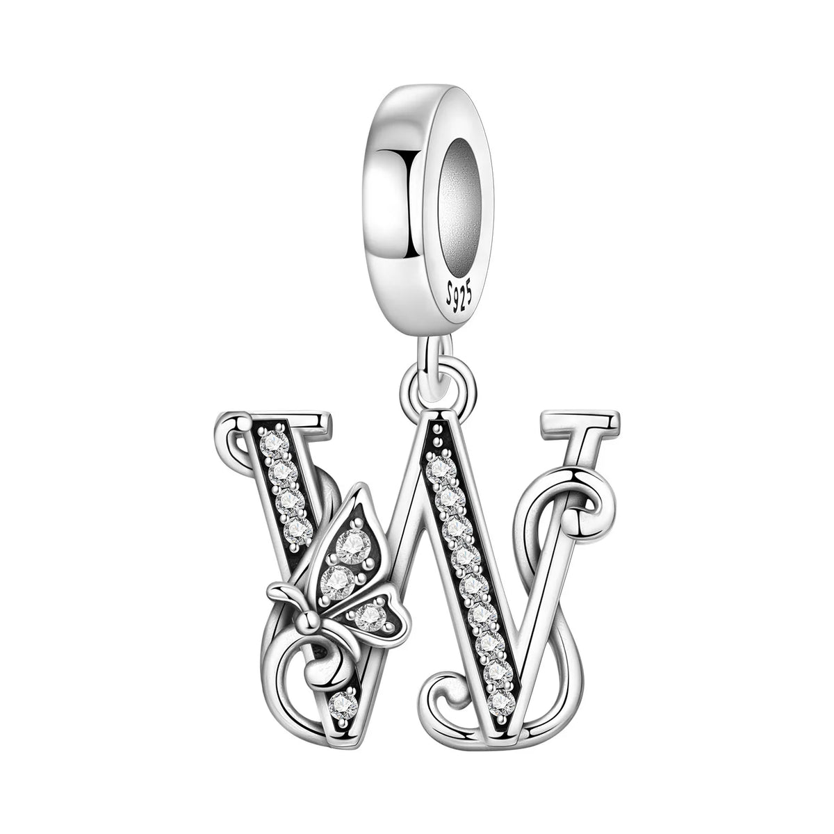 Zircon Butterfly Letter Charm
