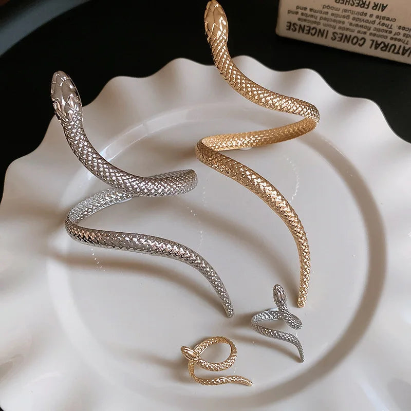 Coiled Serpent Cuff Set