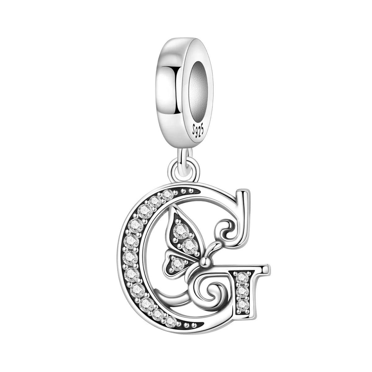 Zircon Butterfly Letter Charm