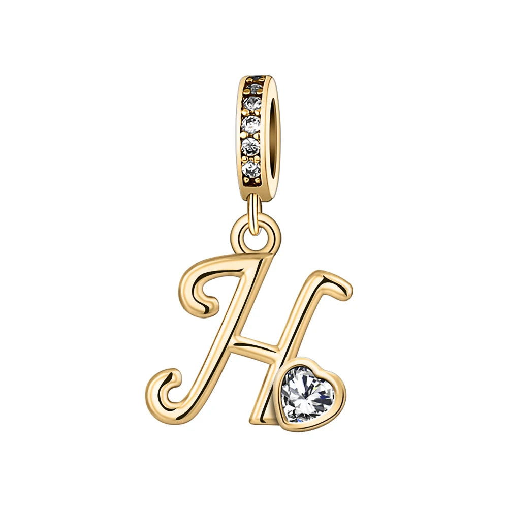 Silver Heart Initial Charm