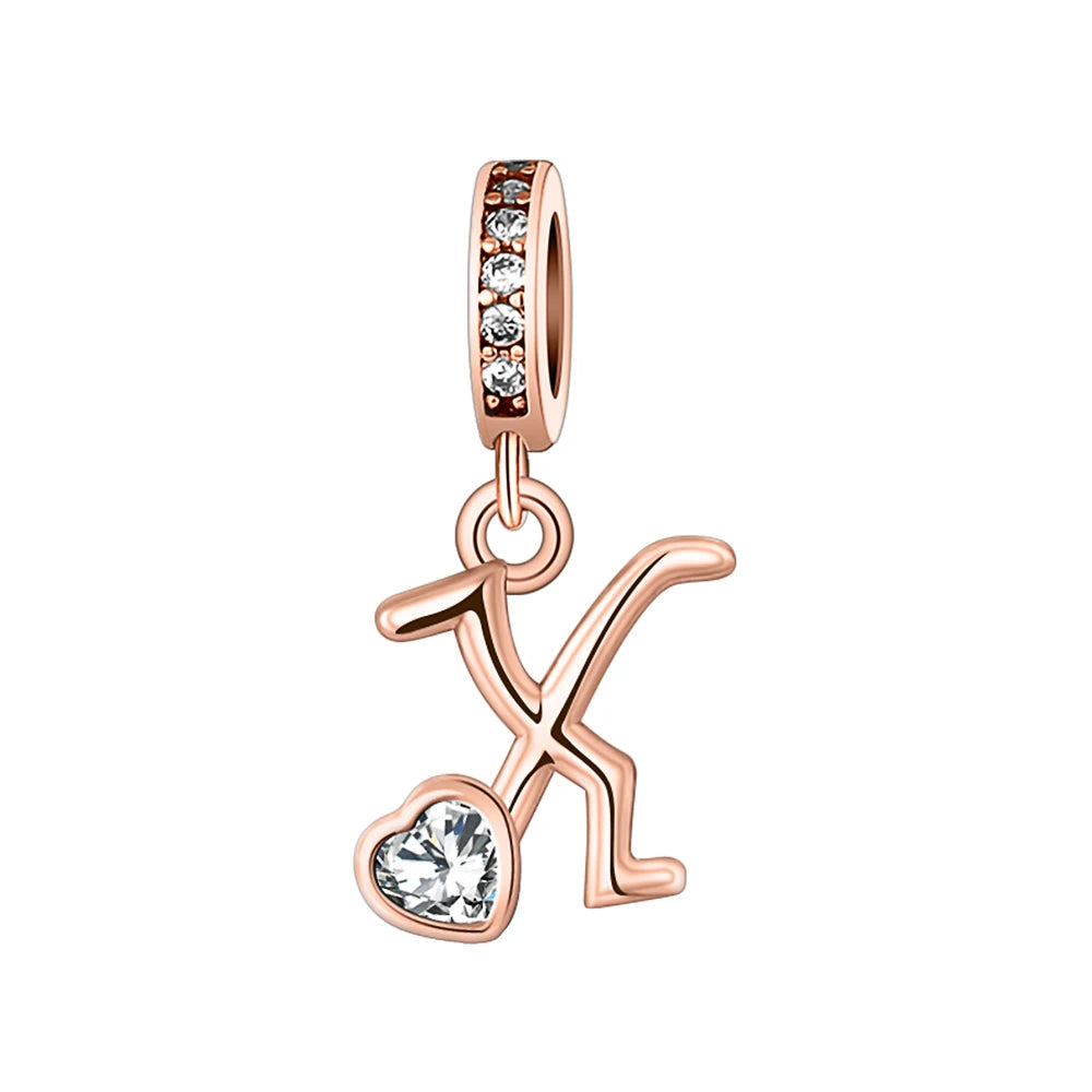 Silver Heart Initial Charm