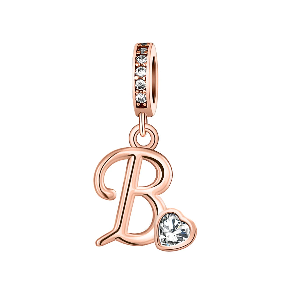 Silver Heart Initial Charm