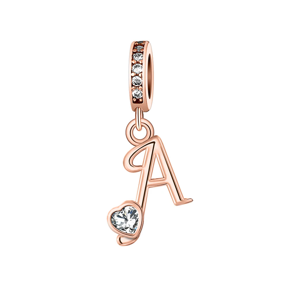 Silver Heart Initial Charm