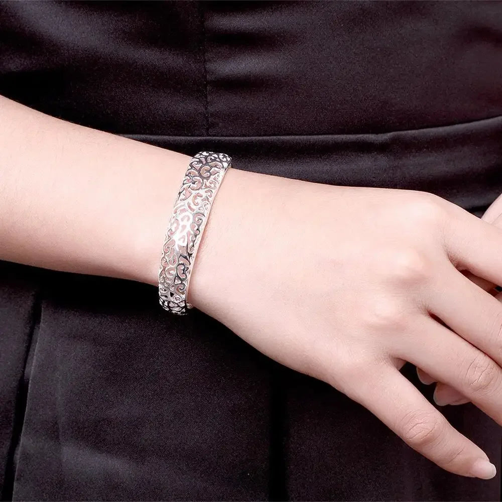 Vintage Hollow Filigree Silver Cuff
