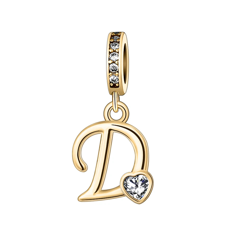 Silver Heart Initial Charm