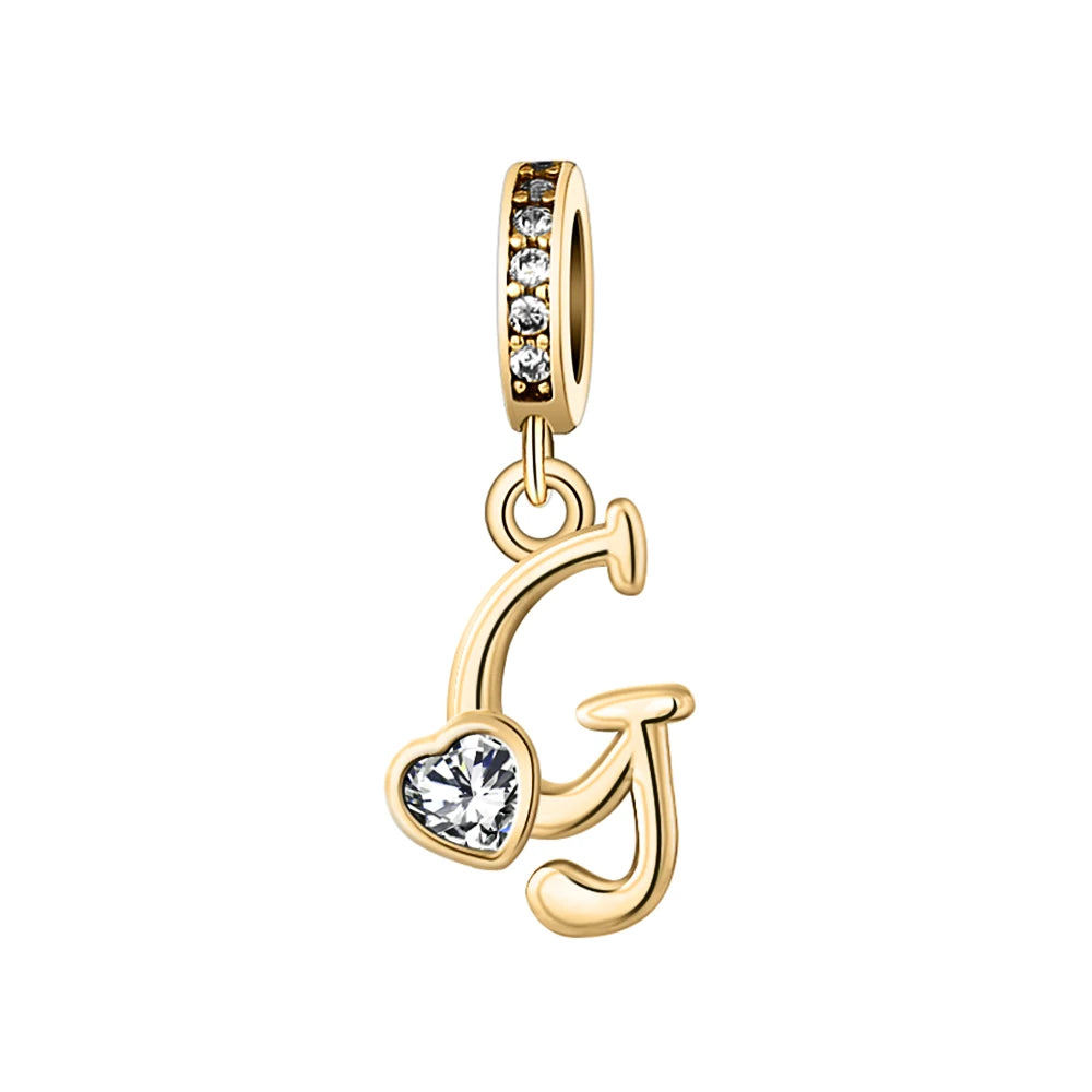 Silver Heart Initial Charm