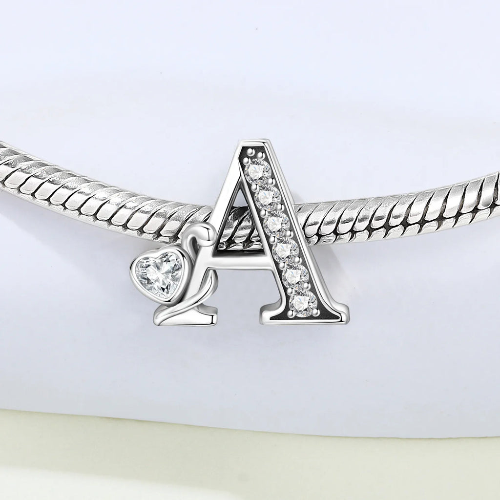 Silver Scroll Alphabet Charm