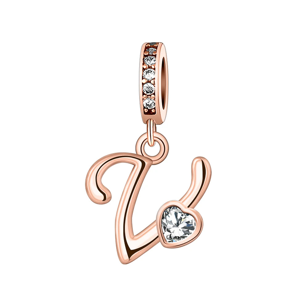 Silver Heart Initial Charm