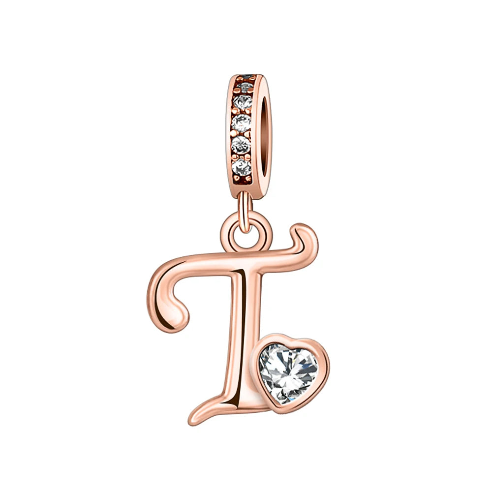 Silver Heart Initial Charm