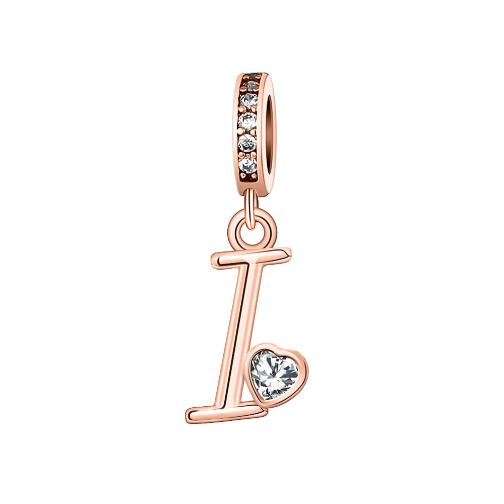 Silver Heart Initial Charm