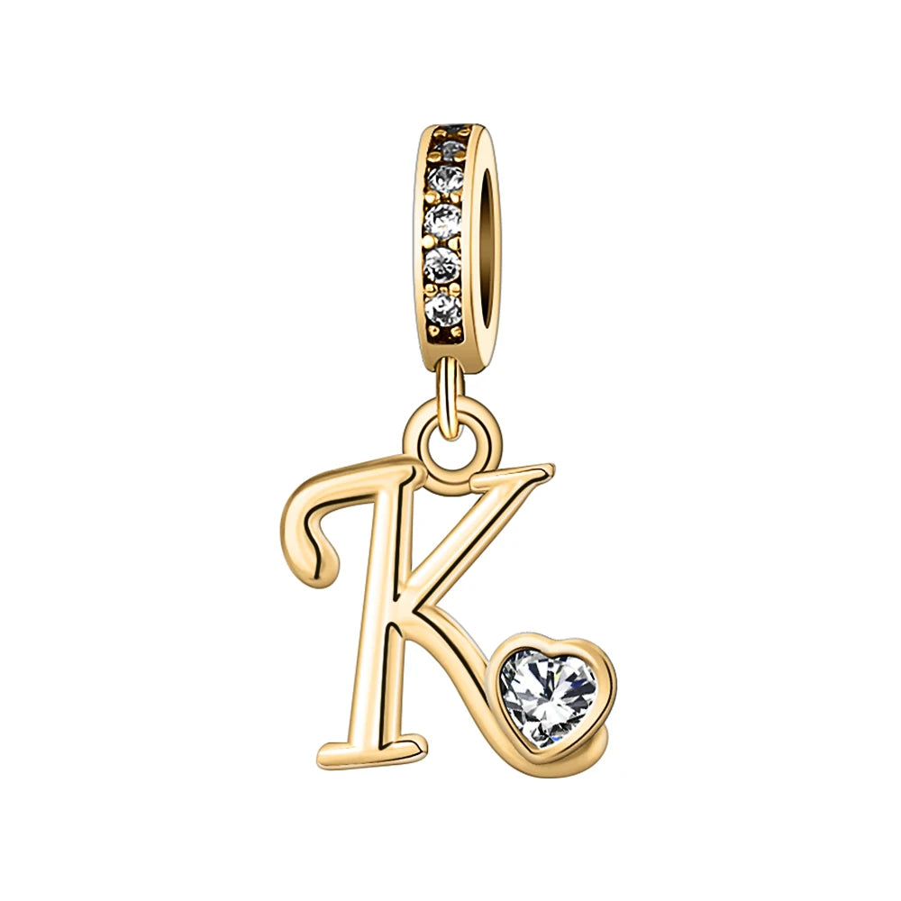 Silver Heart Initial Charm