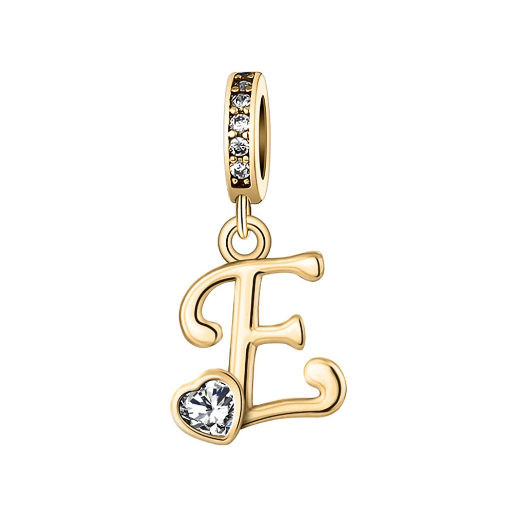 Silver Heart Initial Charm
