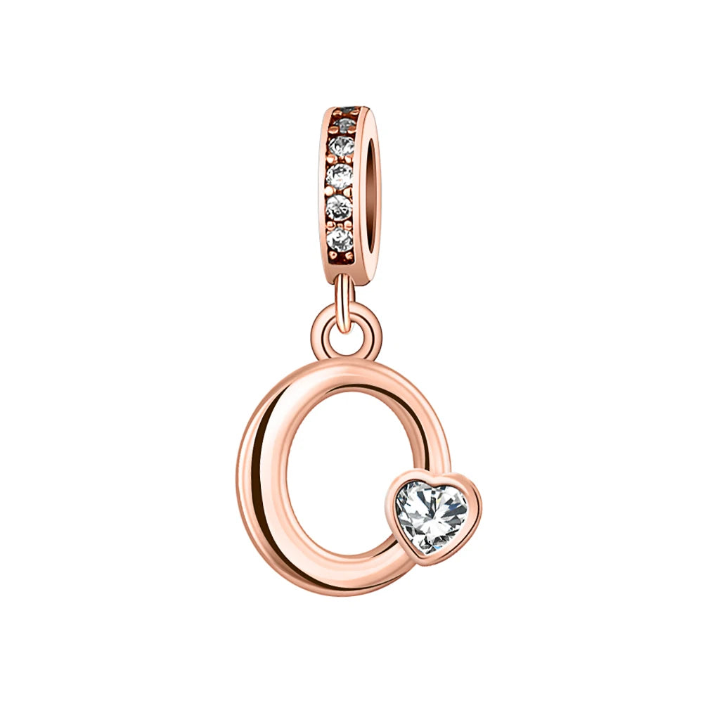 Silver Heart Initial Charm