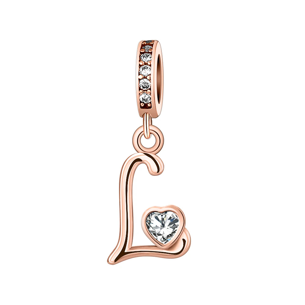 Silver Heart Initial Charm