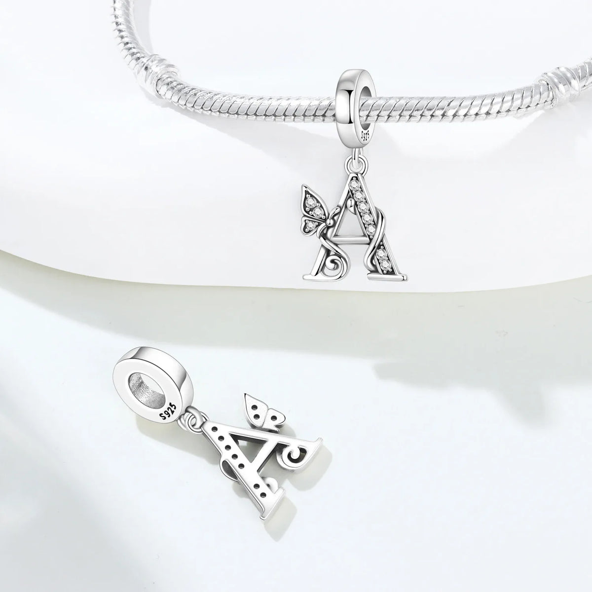 Zircon Butterfly Letter Charm