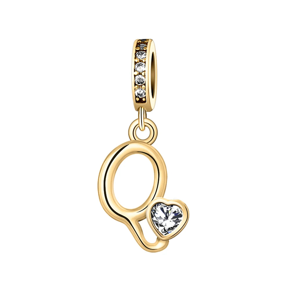 Silver Heart Initial Charm