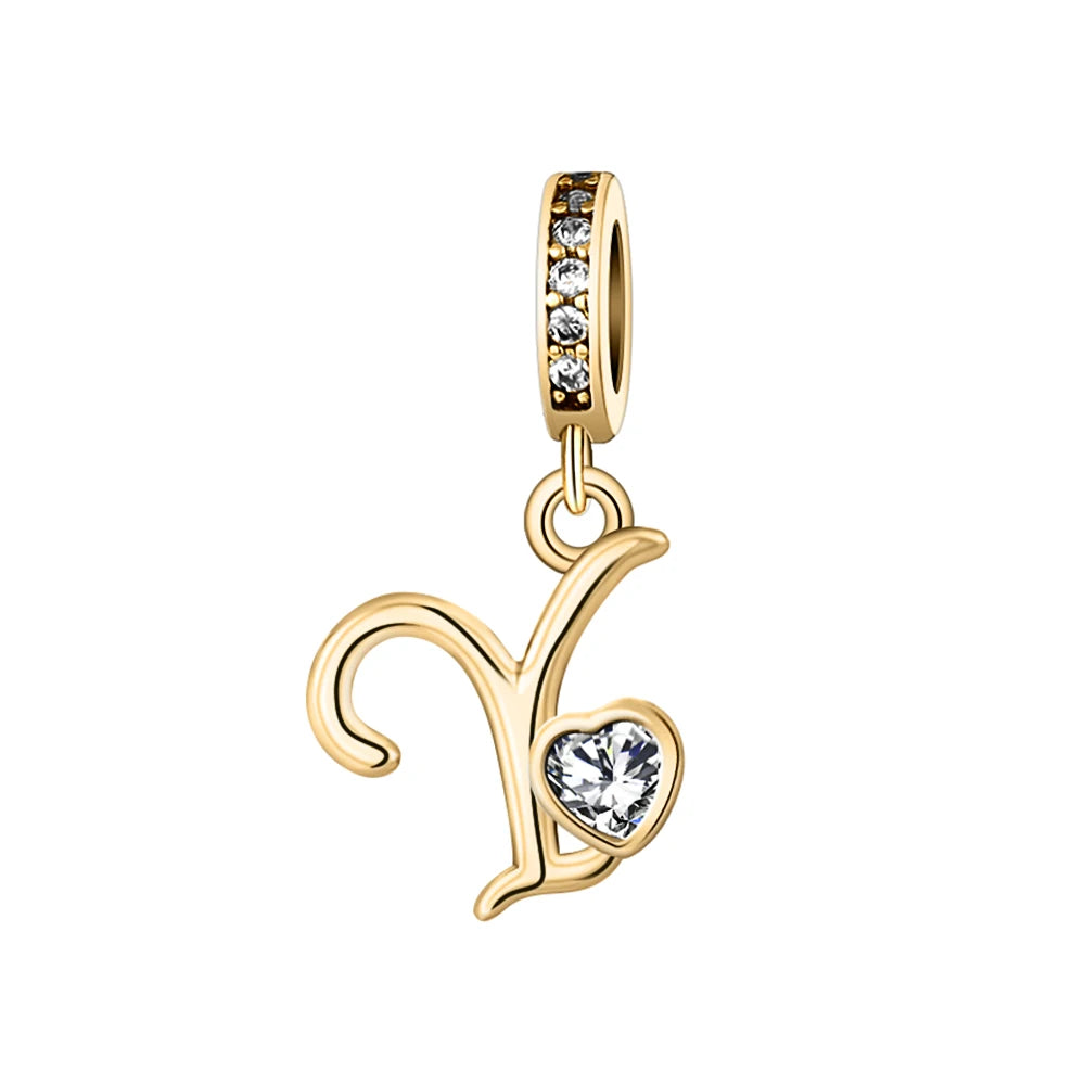 Silver Heart Initial Charm